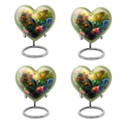 10-inch heart-shaped humming birds urn for ashes,