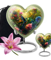 10-inch heart-shaped humming birds urn for ashes,