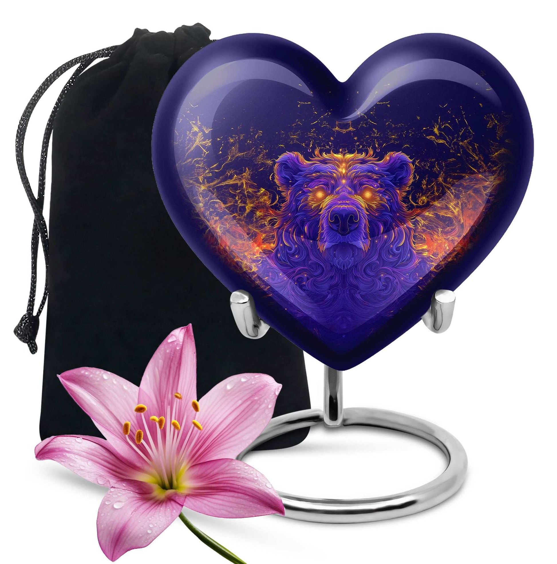 Heart themed bear urn