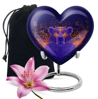Heart themed bear urn