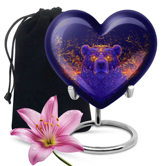 Heart themed bear urn