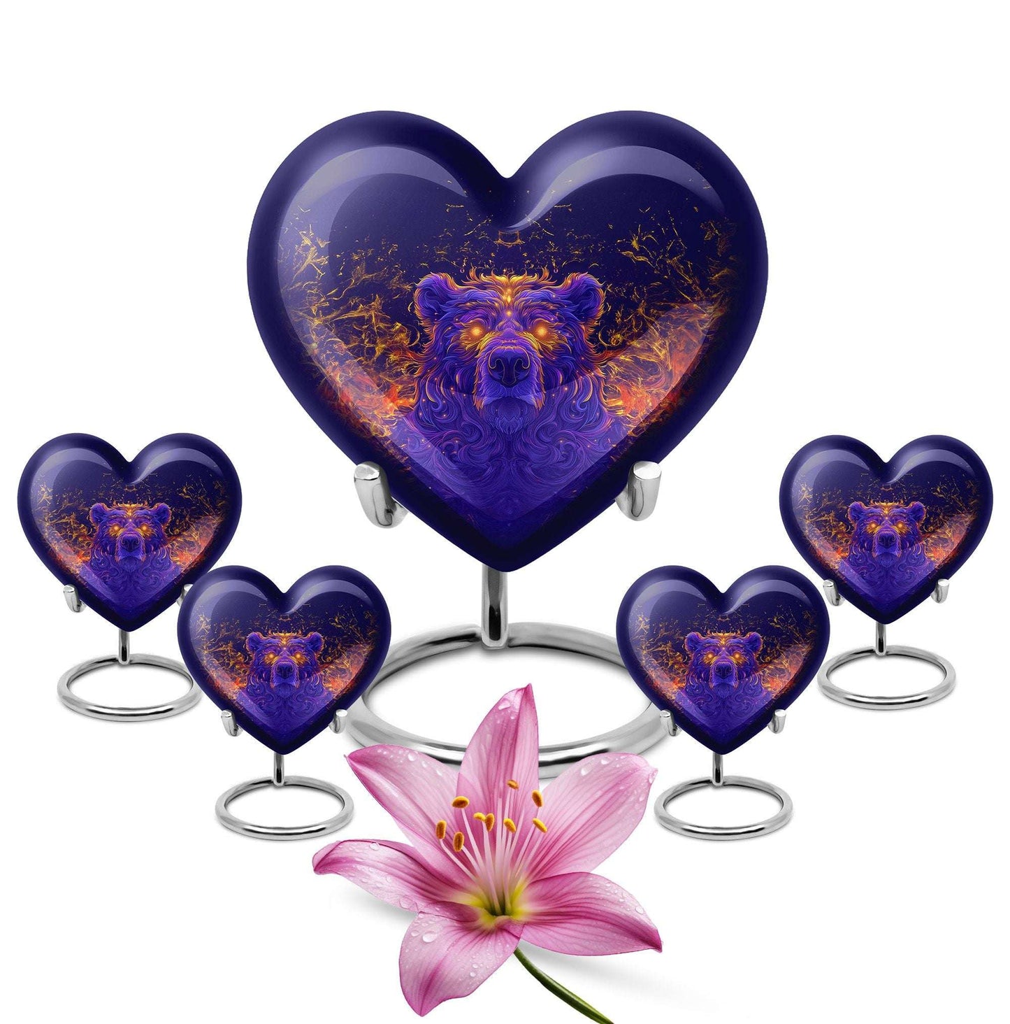 Heart themed bear urn