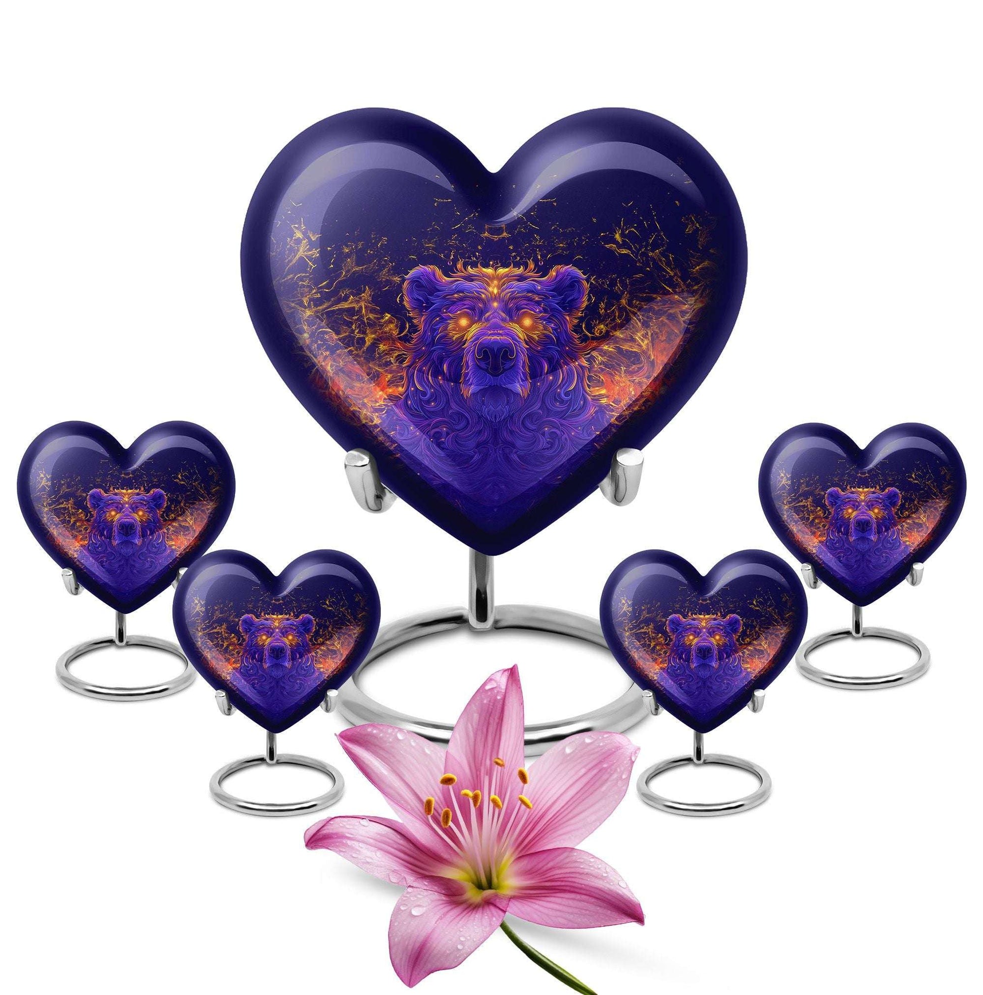 Heart themed bear urn