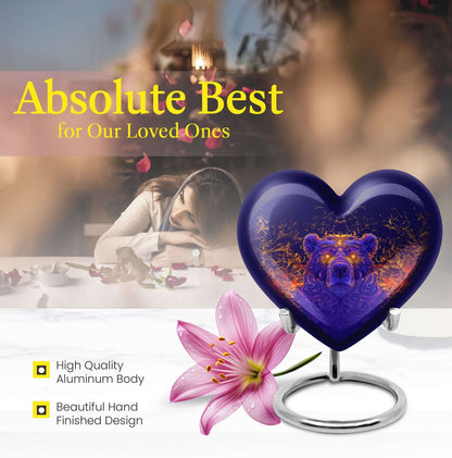 Heart themed bear urn