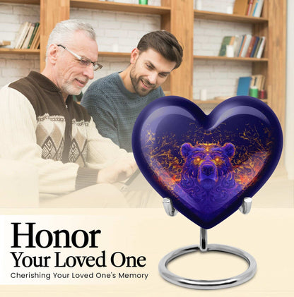 Heart themed bear urn