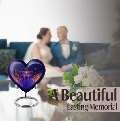Heart themed bear urn