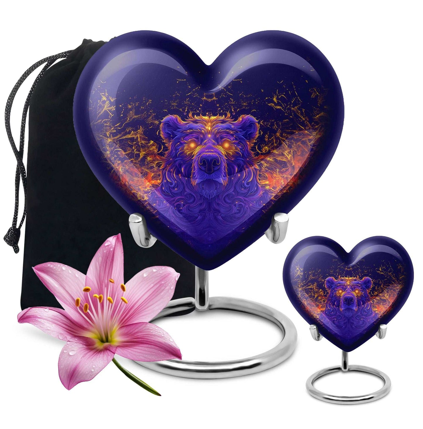 Heart themed bear urn
