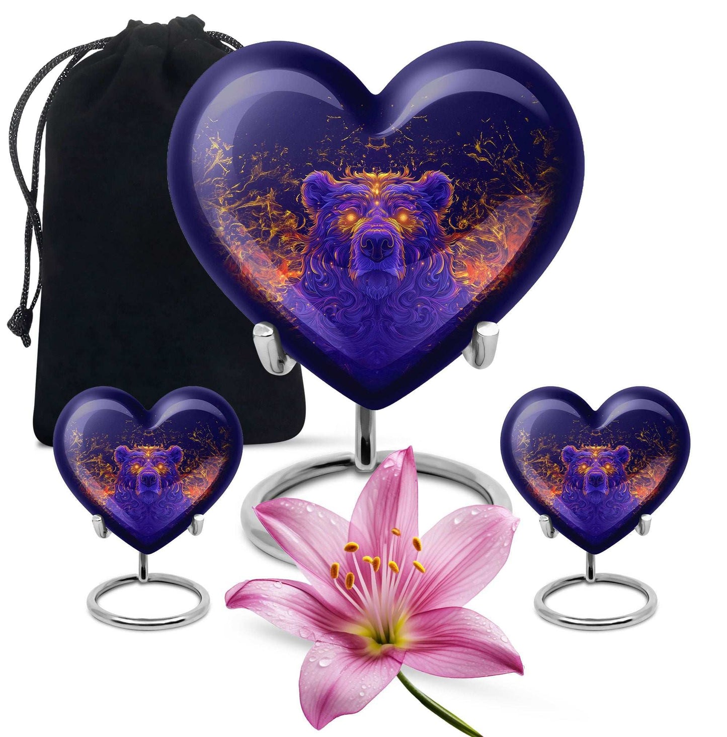 Heart themed bear urn