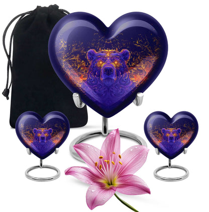 Heart themed bear urn