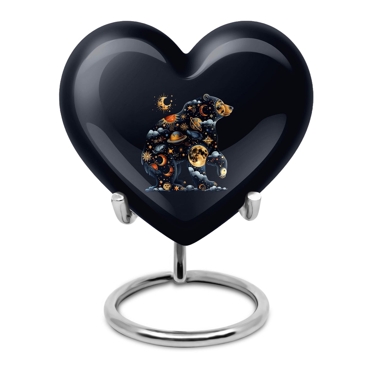heart-shaped aluminium bear urn