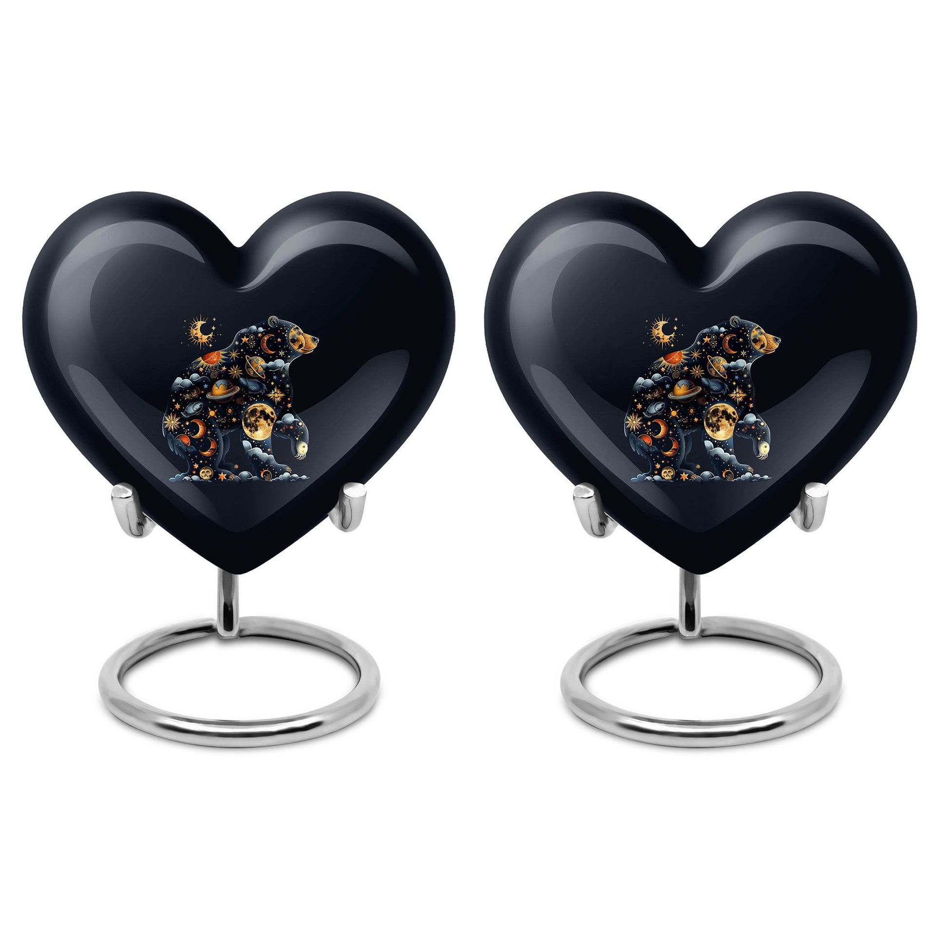 heart-shaped aluminium bear urn