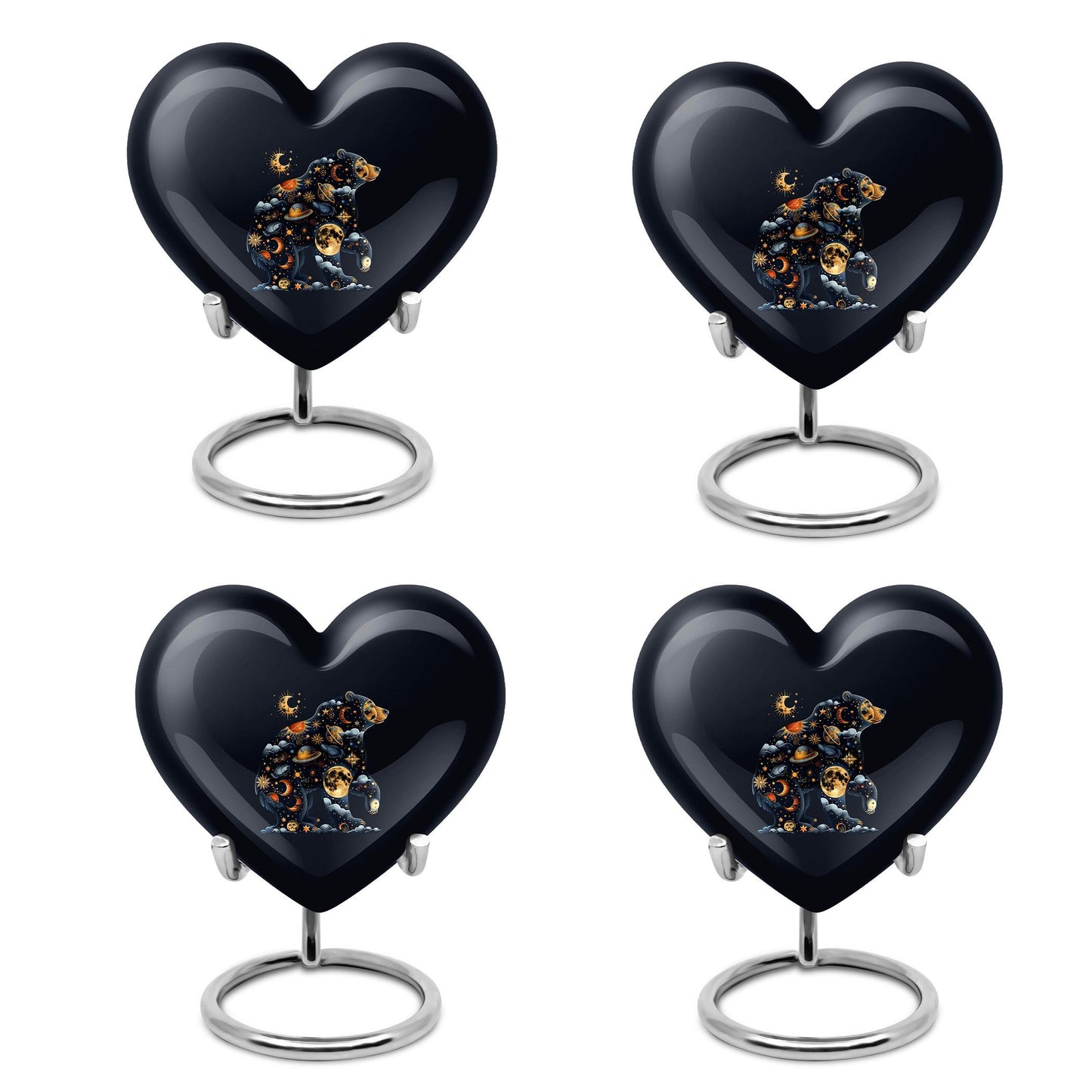 heart-shaped aluminium bear urn