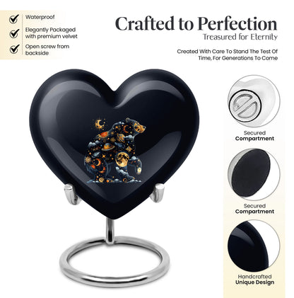 heart-shaped aluminium bear urn