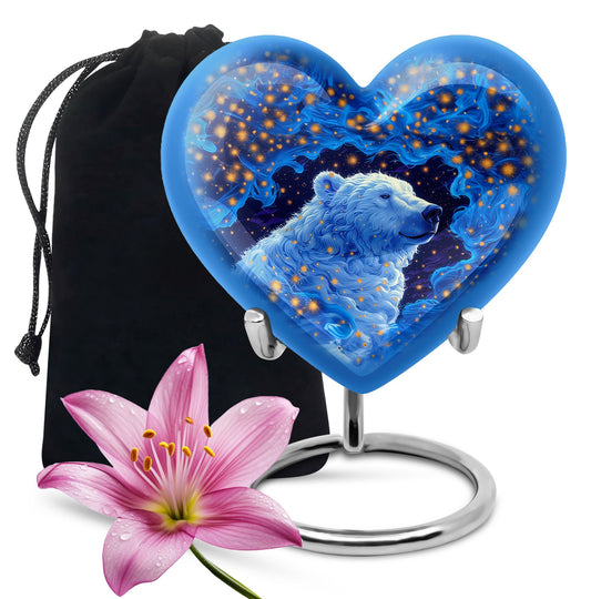 Heart-shaped 10-inch bear urn