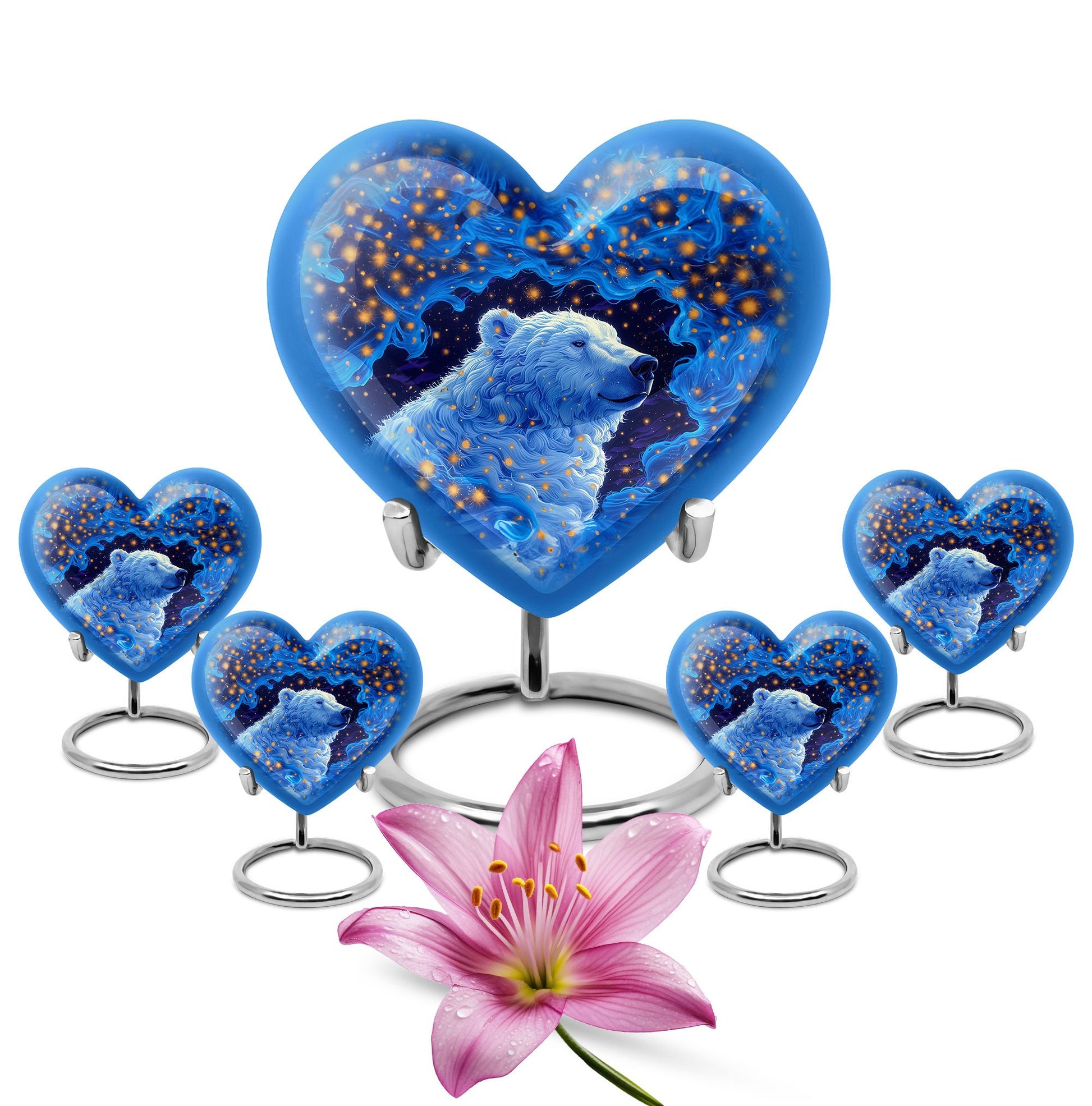 Heart-shaped 10-inch bear urn