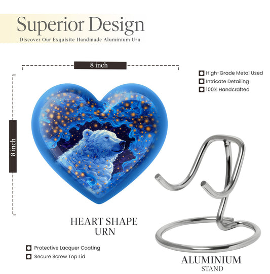 Heart-shaped 10-inch bear urn
