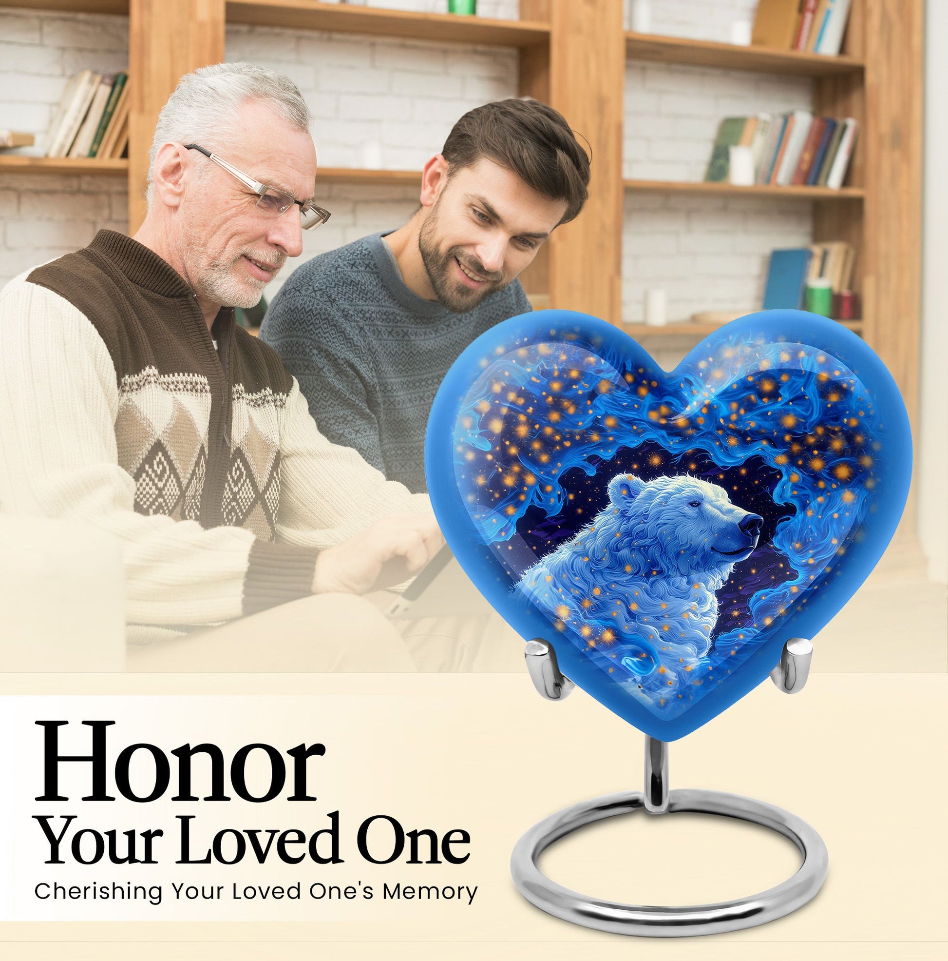 Heart-shaped 10-inch bear urn