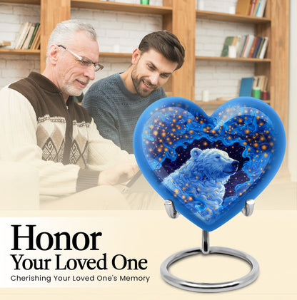 Heart-shaped 10-inch bear urn