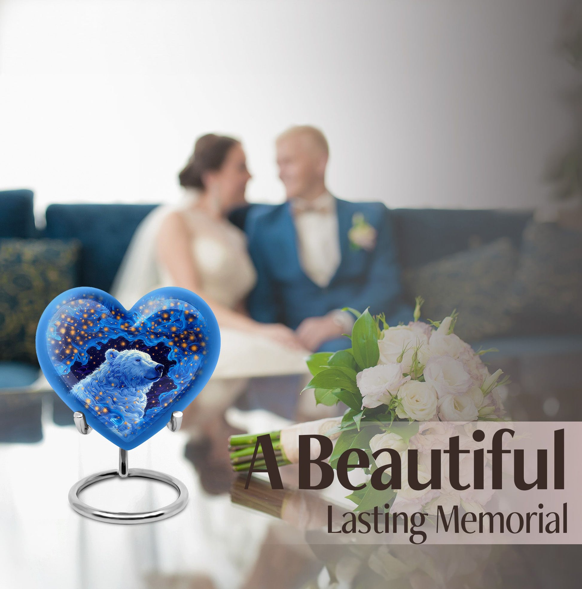 Heart-shaped 10-inch bear urn