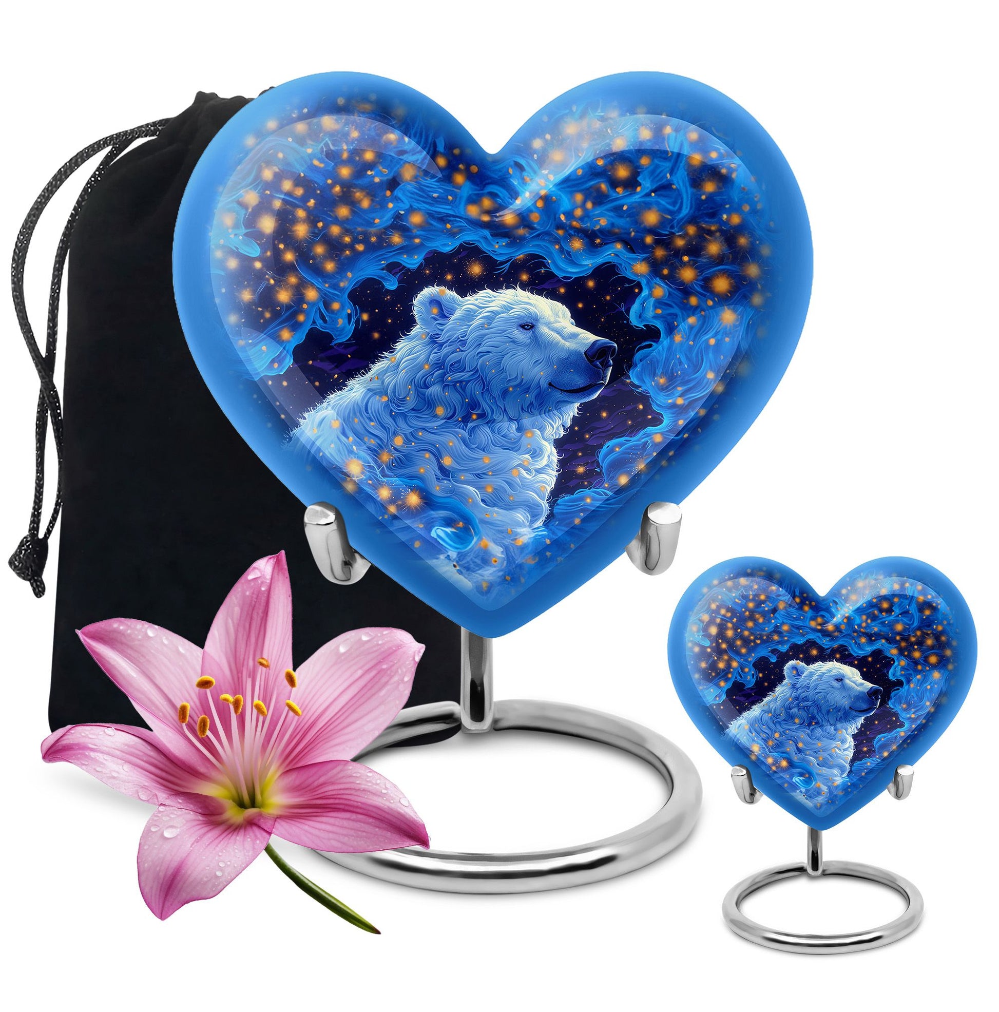 Heart-shaped 10-inch bear urn