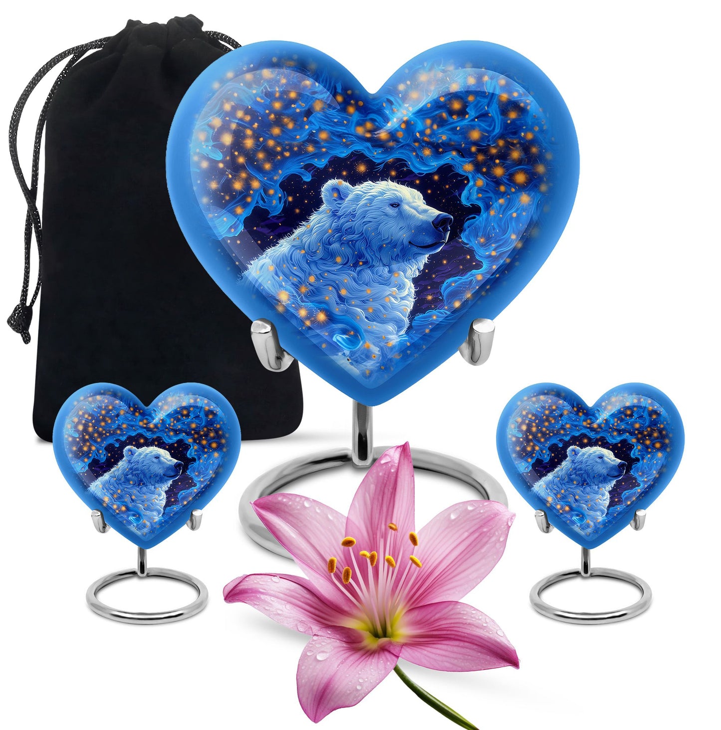 Heart-shaped 10-inch bear urn