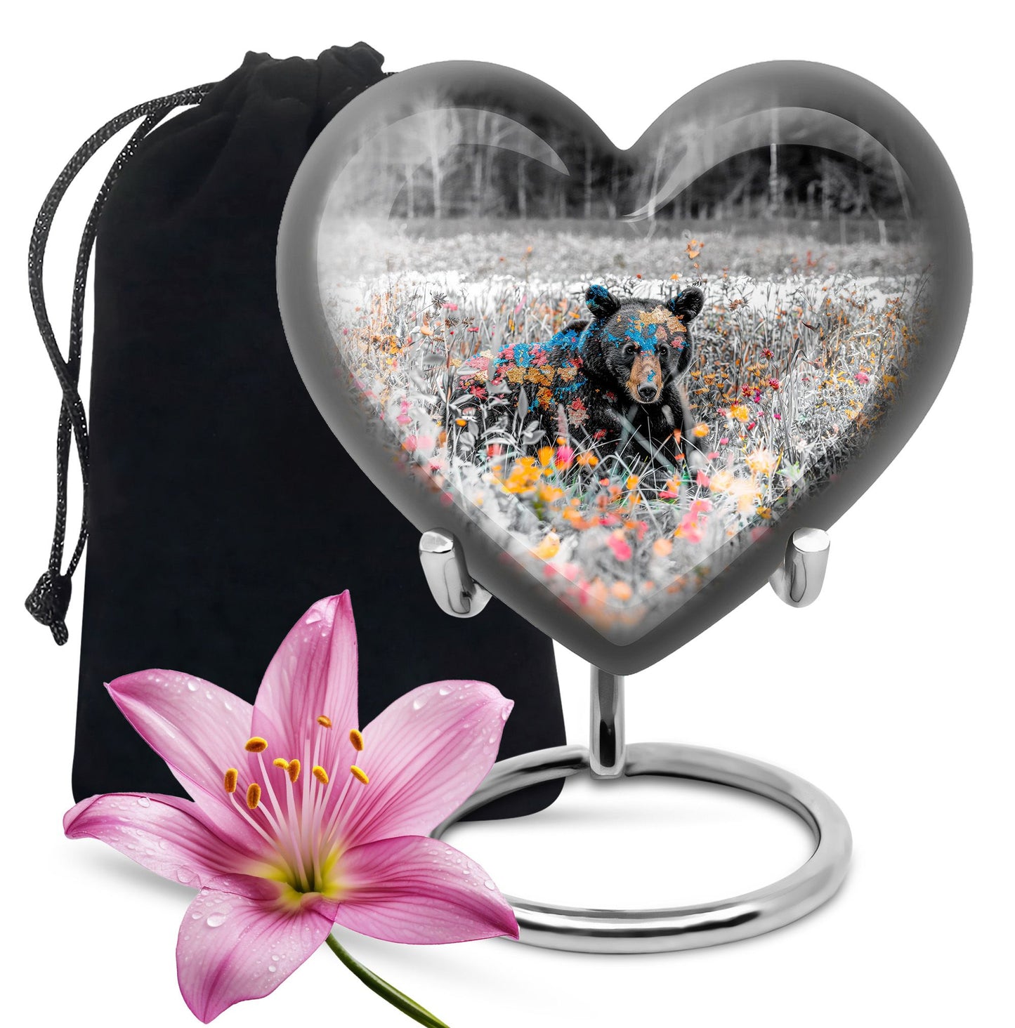 10-inch heart shaped bear urn for human 