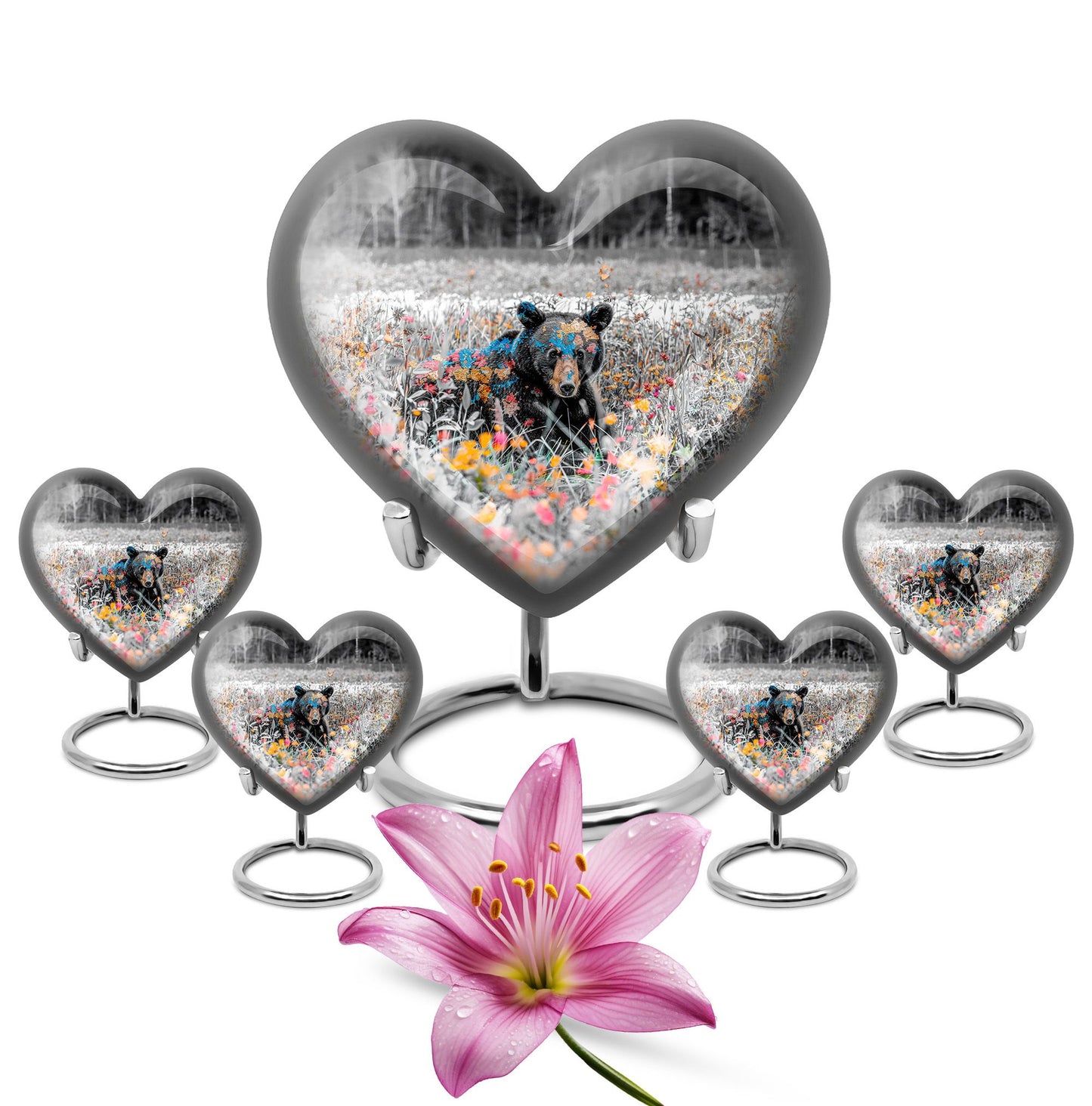 10-inch heart shaped bear urn for human 