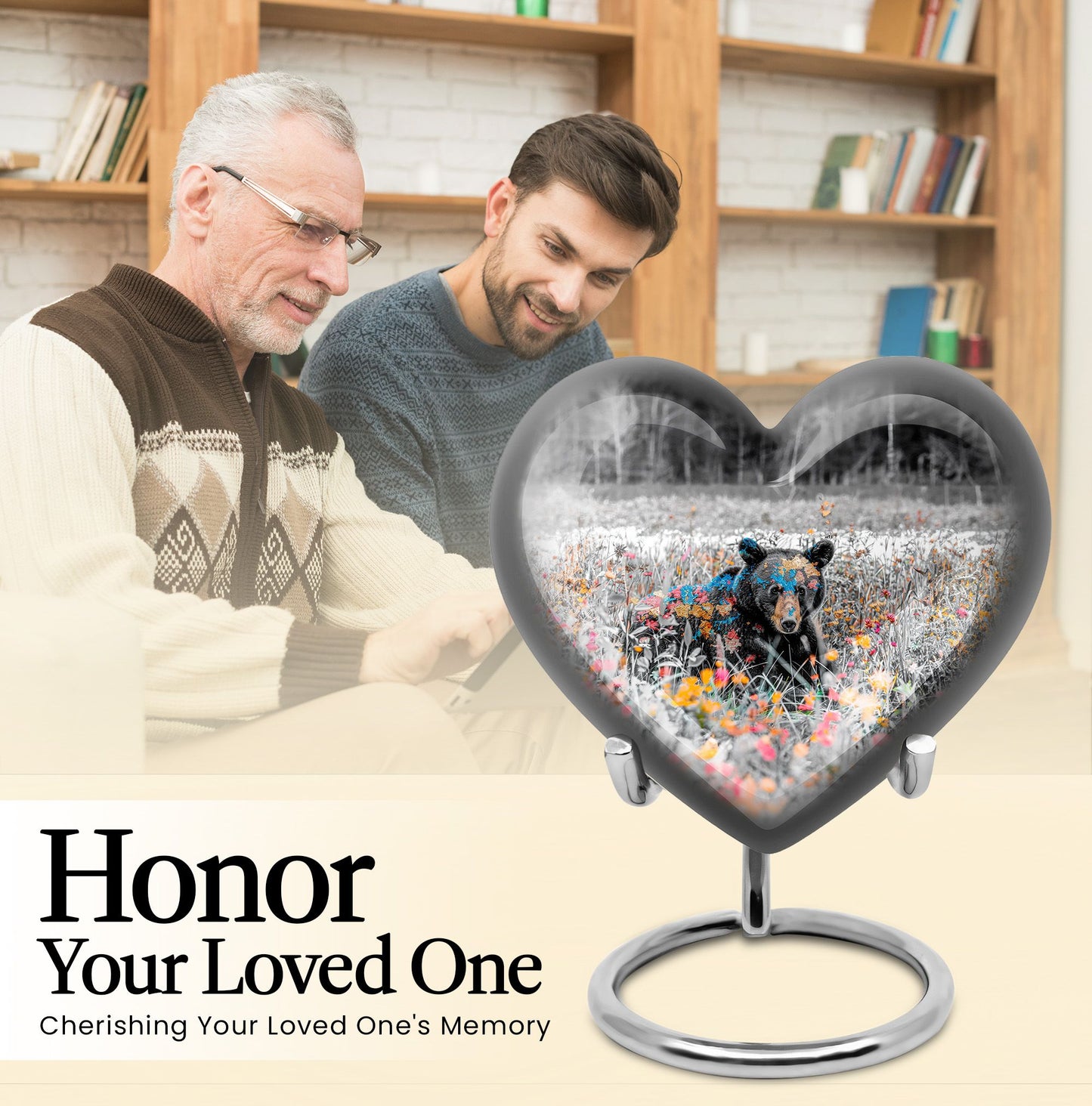 10-inch heart shaped bear urn for human 