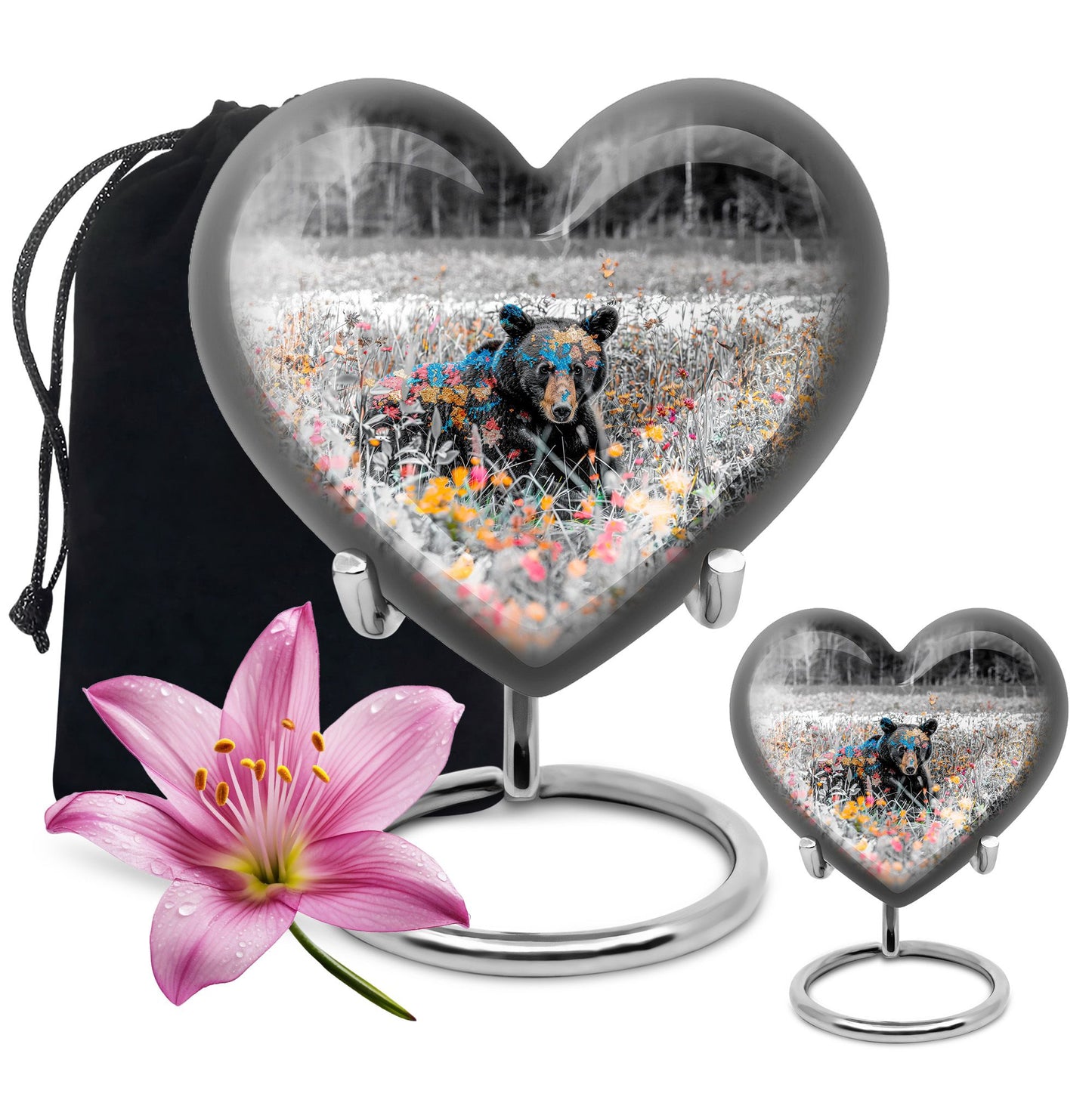 10-inch heart shaped bear urn for human 