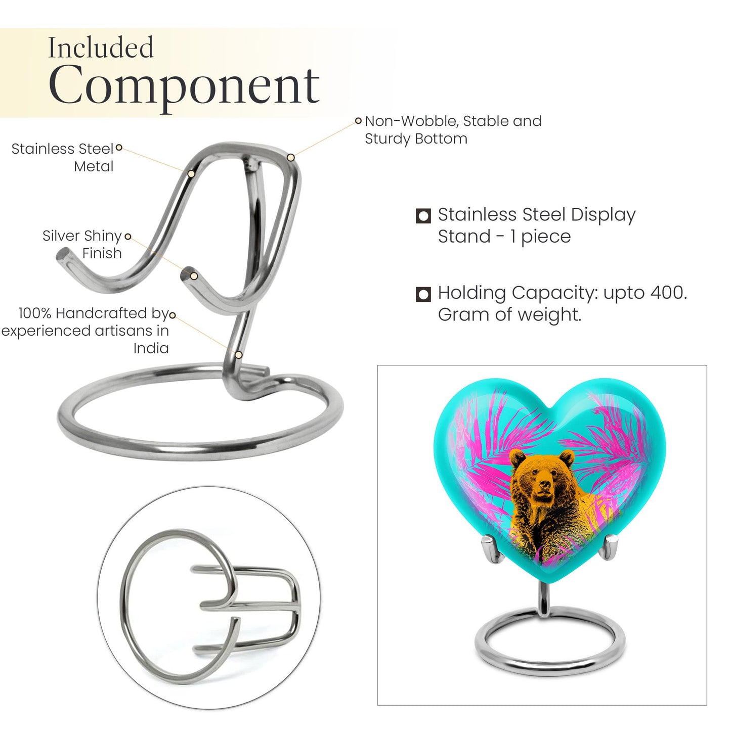 10-inch aluminum heart urn, unique burial container 