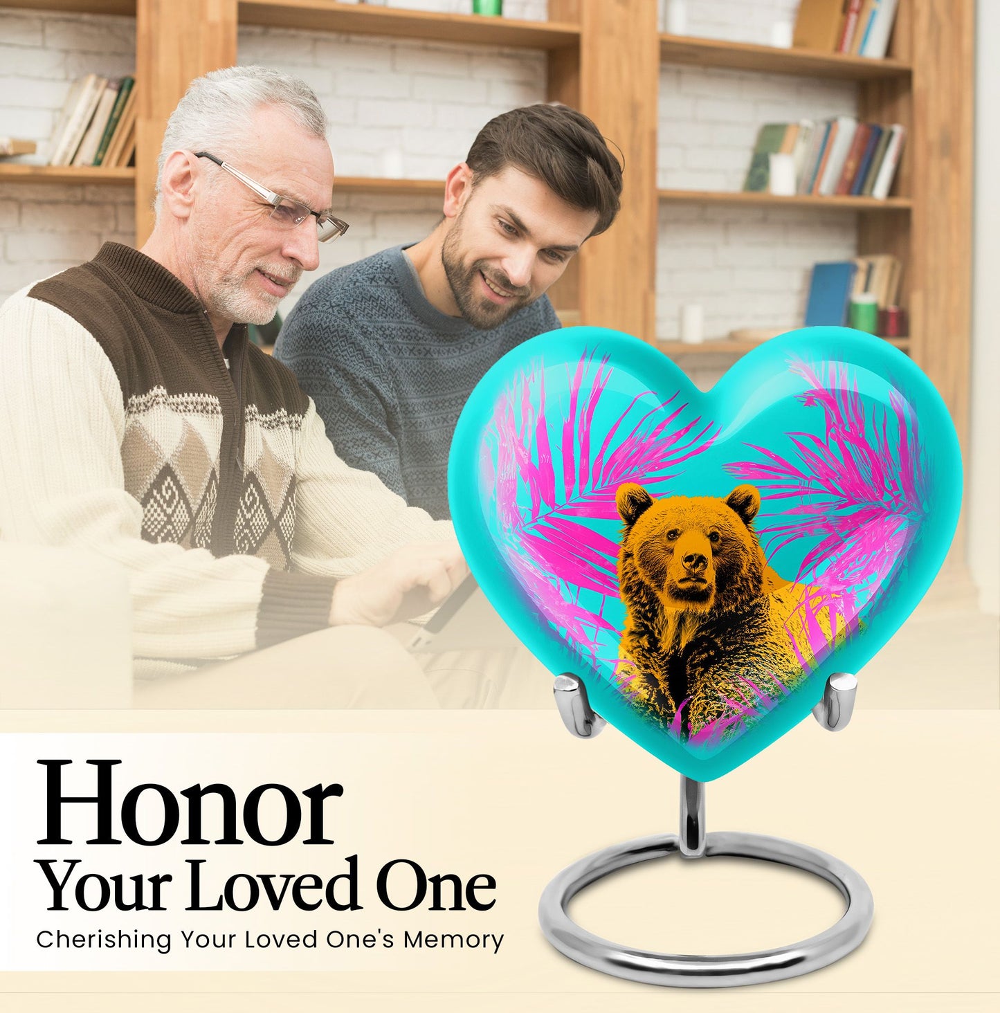 10-inch aluminum heart urn, unique burial container 