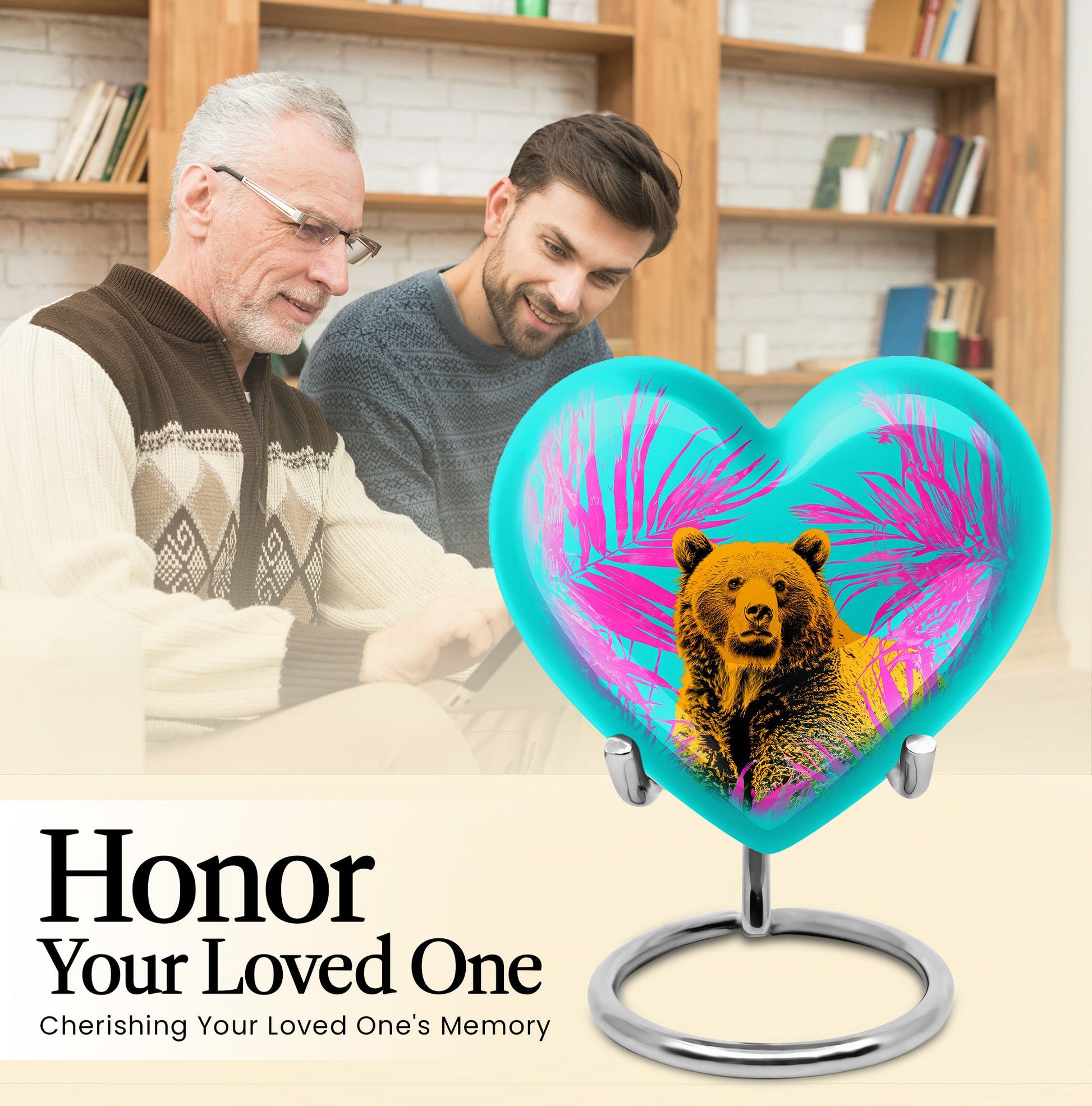 10-inch aluminum heart urn, unique burial container 