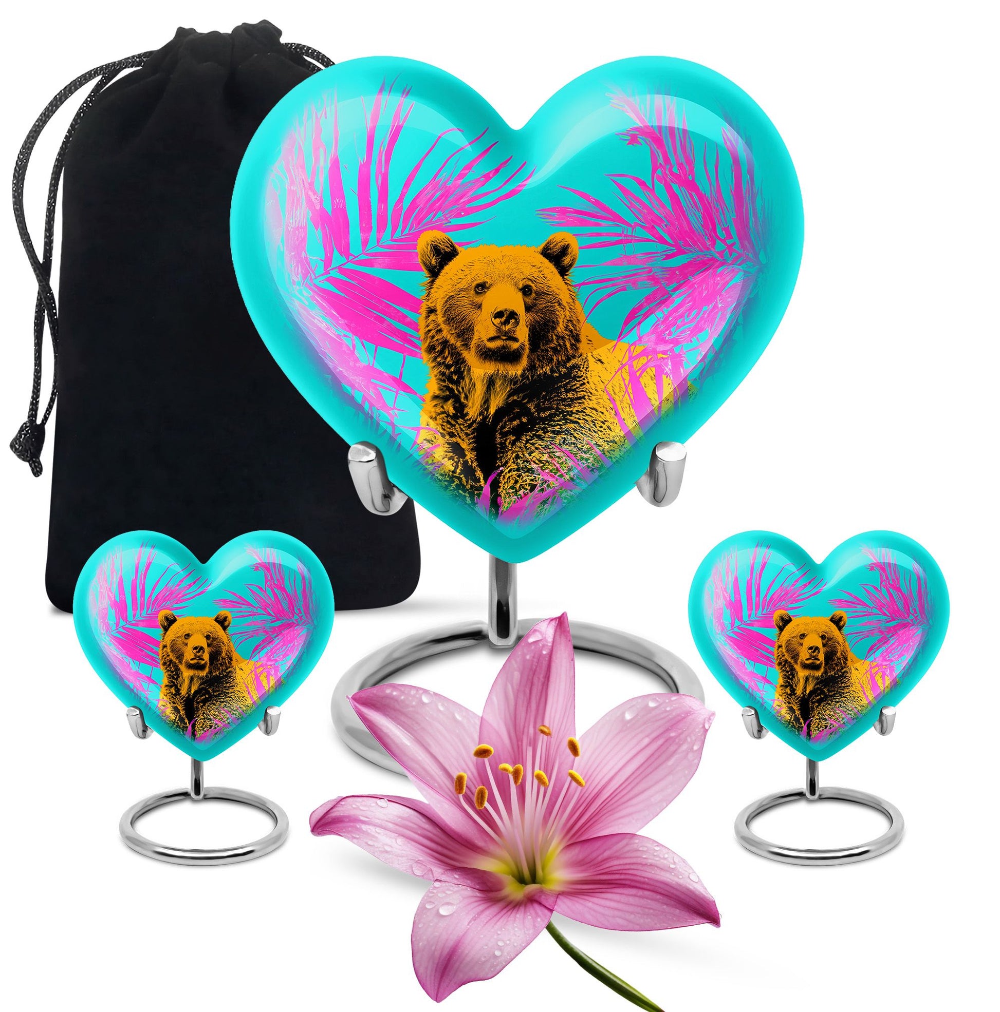 10-inch aluminum heart urn, unique burial container 