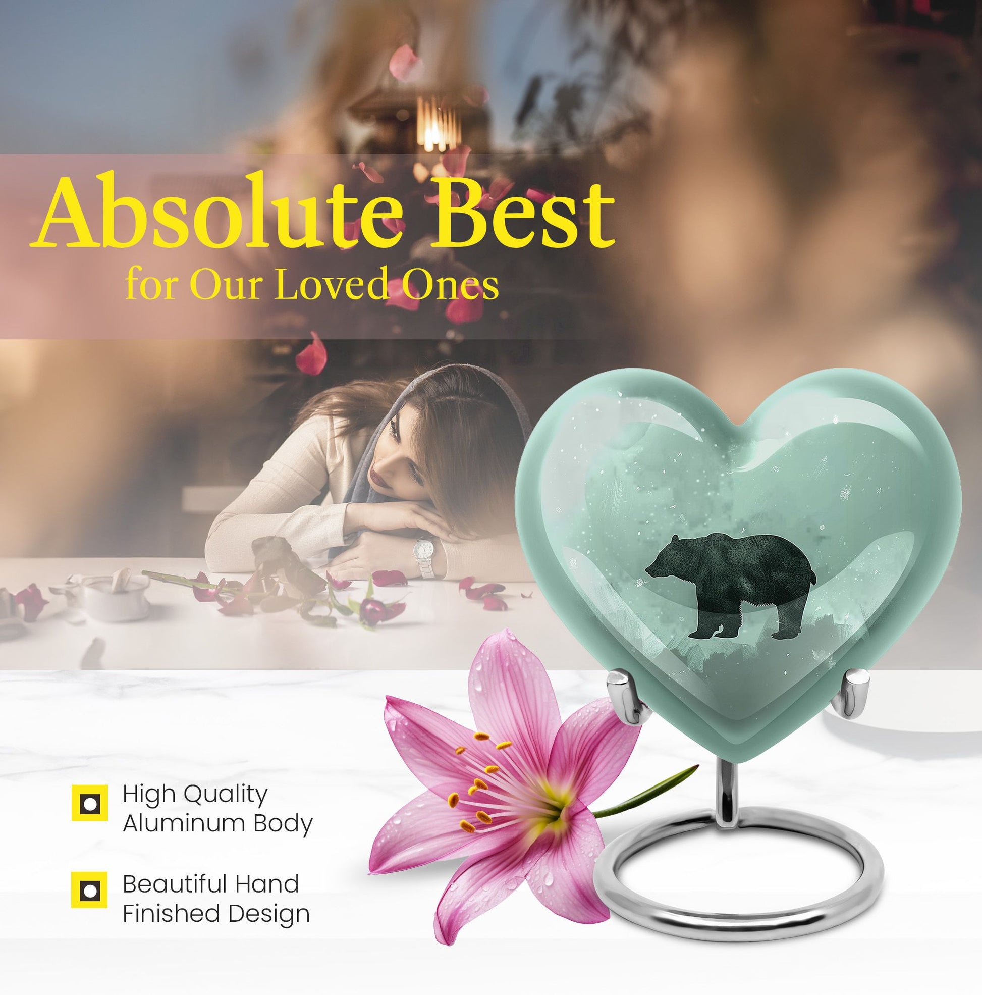 Heart Bear Urn for ashes