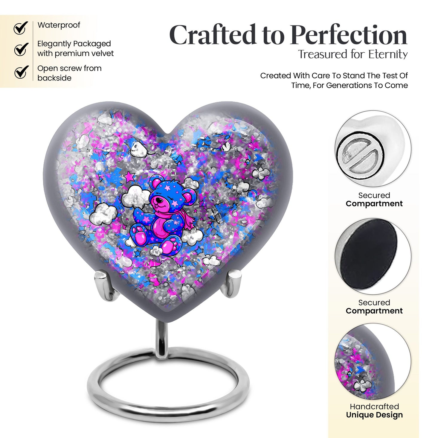  heart-shaped cremation medium urn 