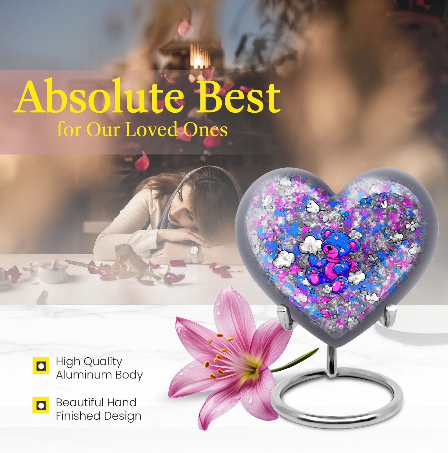  heart-shaped cremation medium urn 