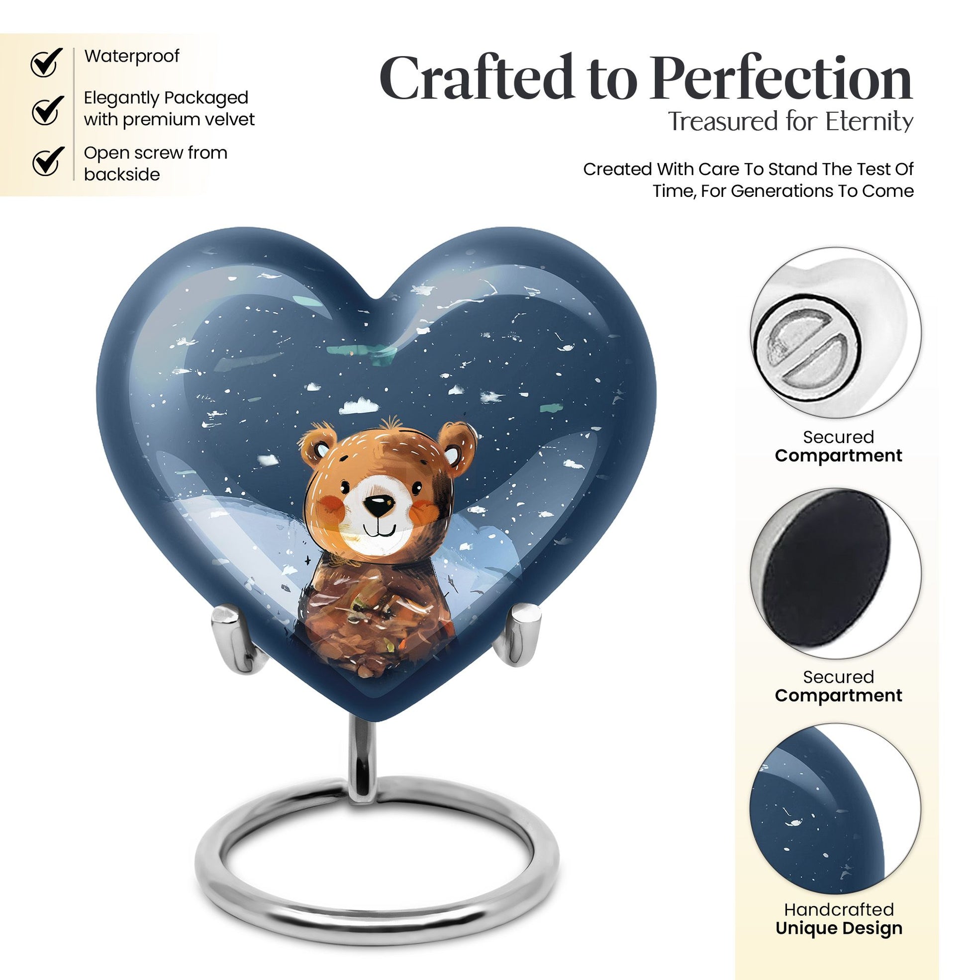 heart shaped bear urn
