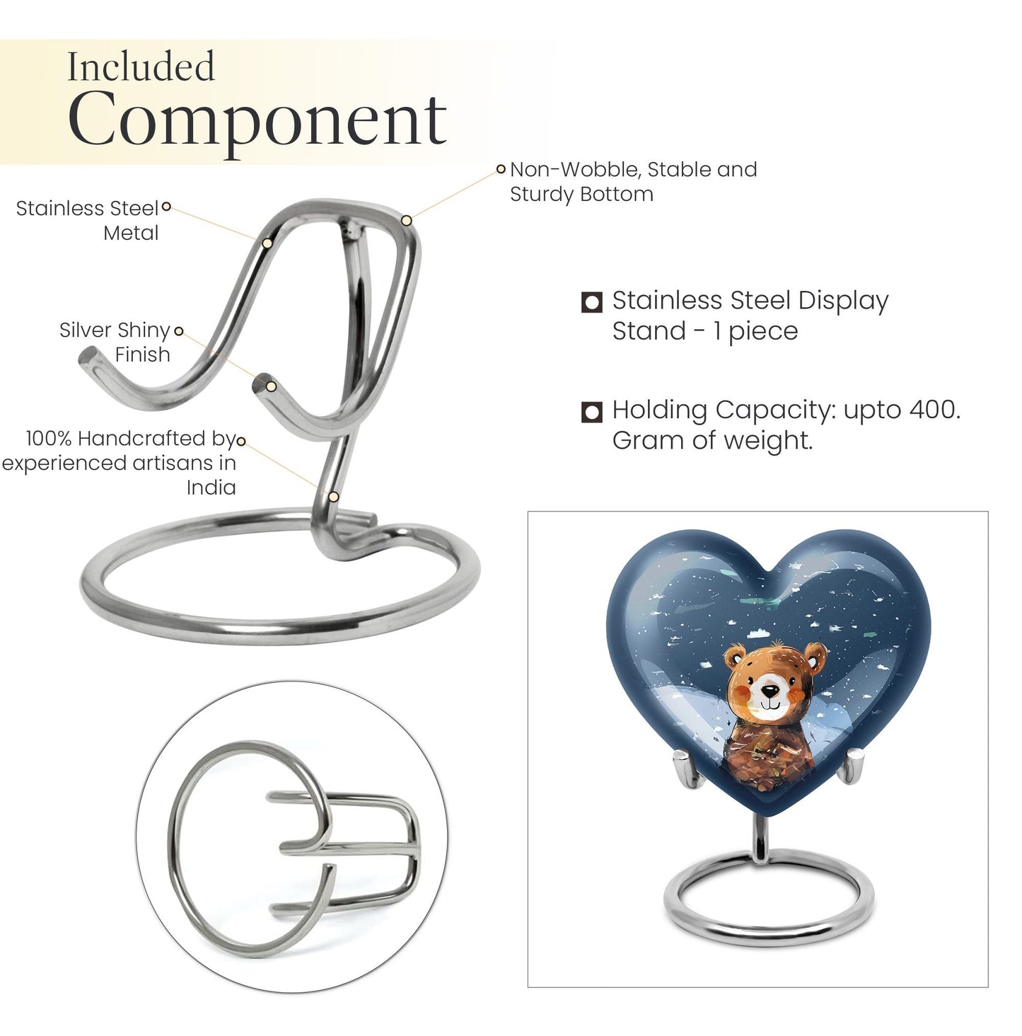 heart shaped bear urn