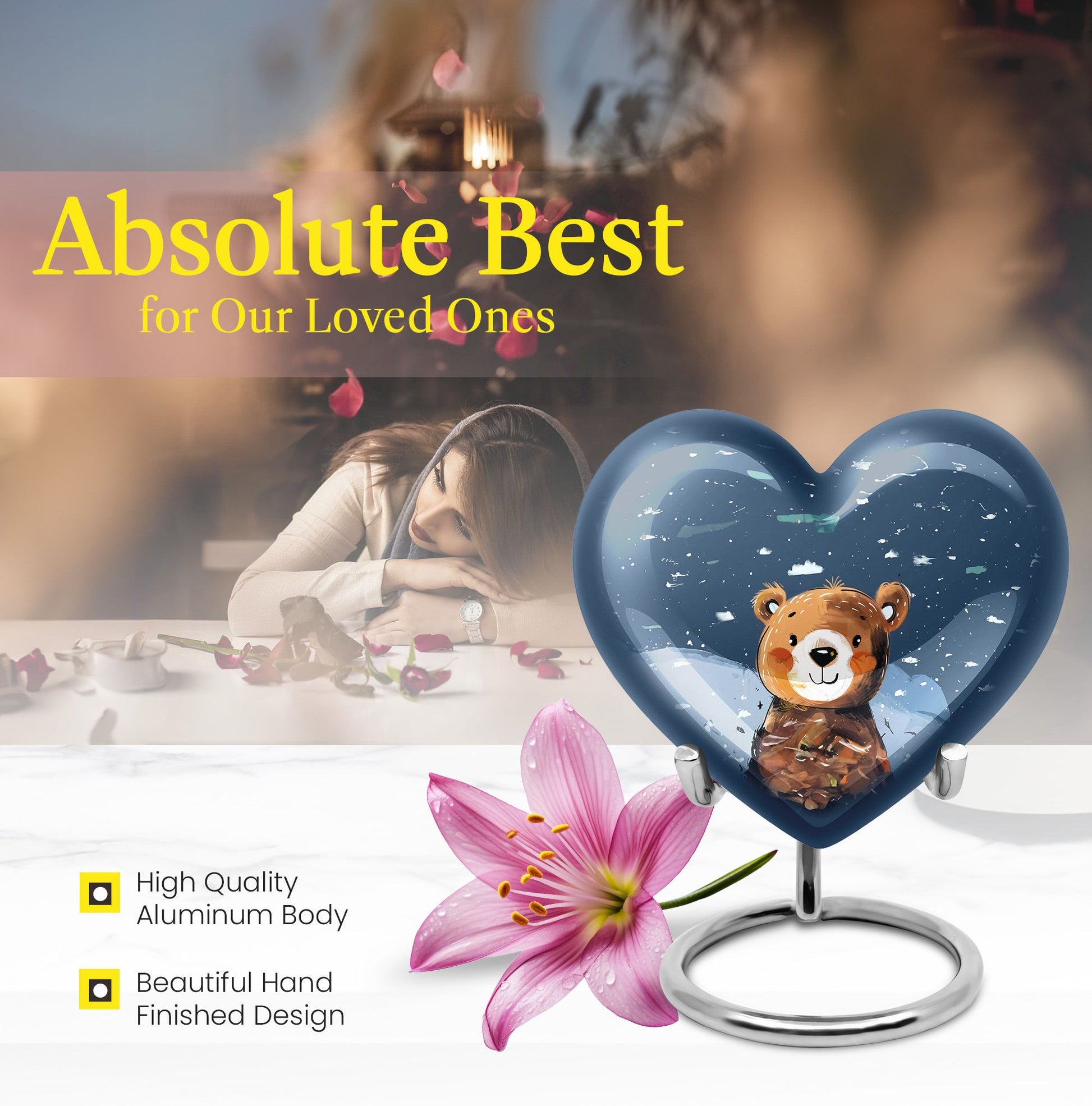 heart shaped bear urn