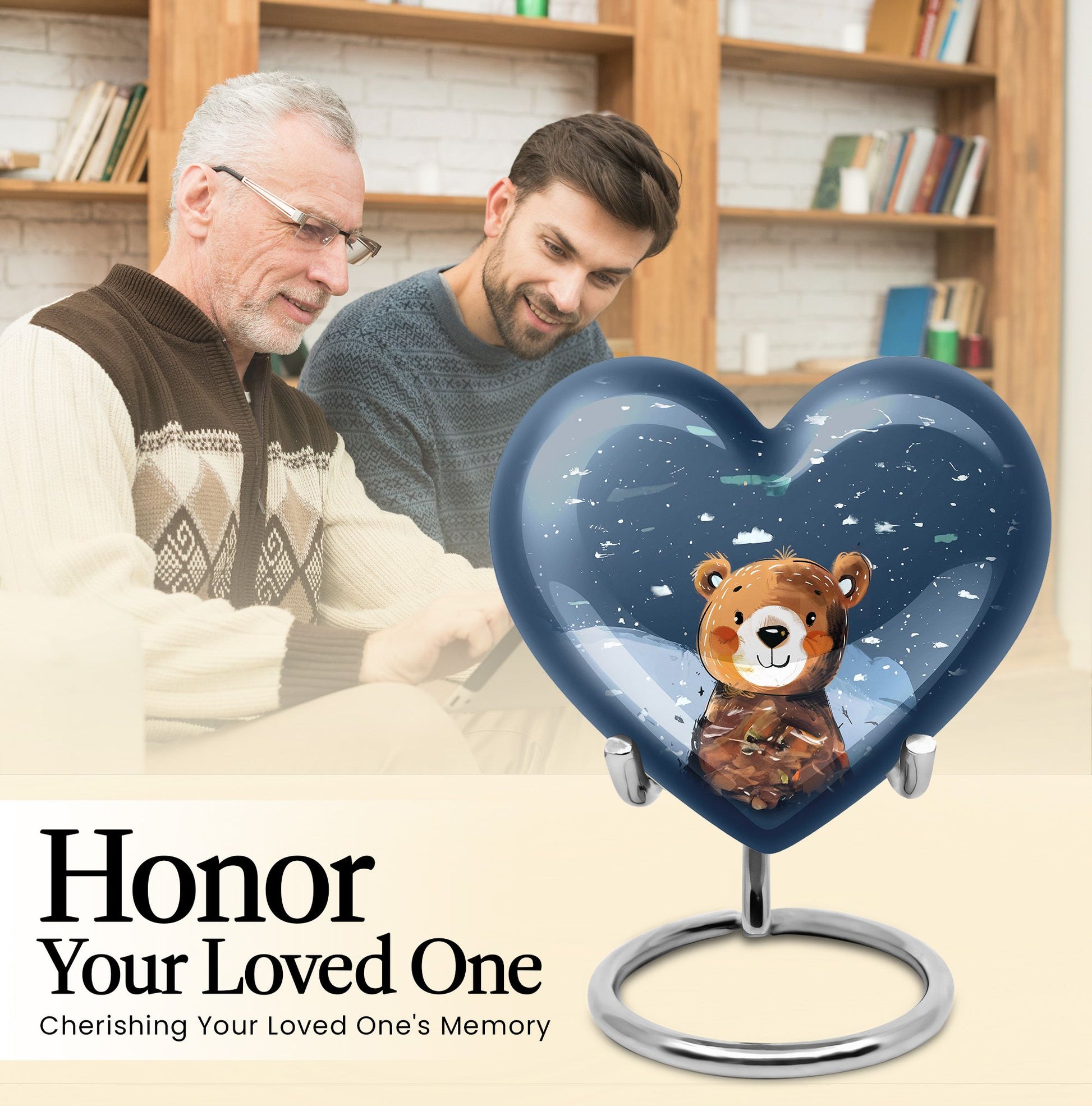 heart shaped bear urn