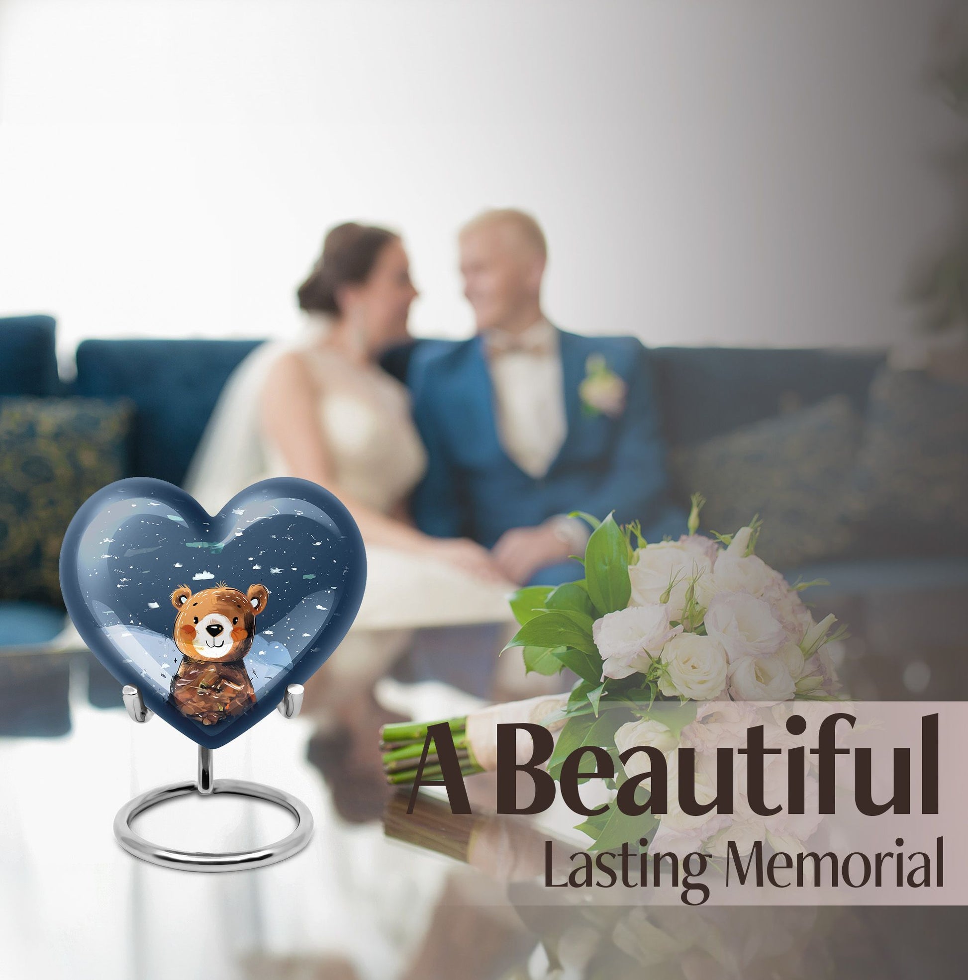 heart shaped bear urn