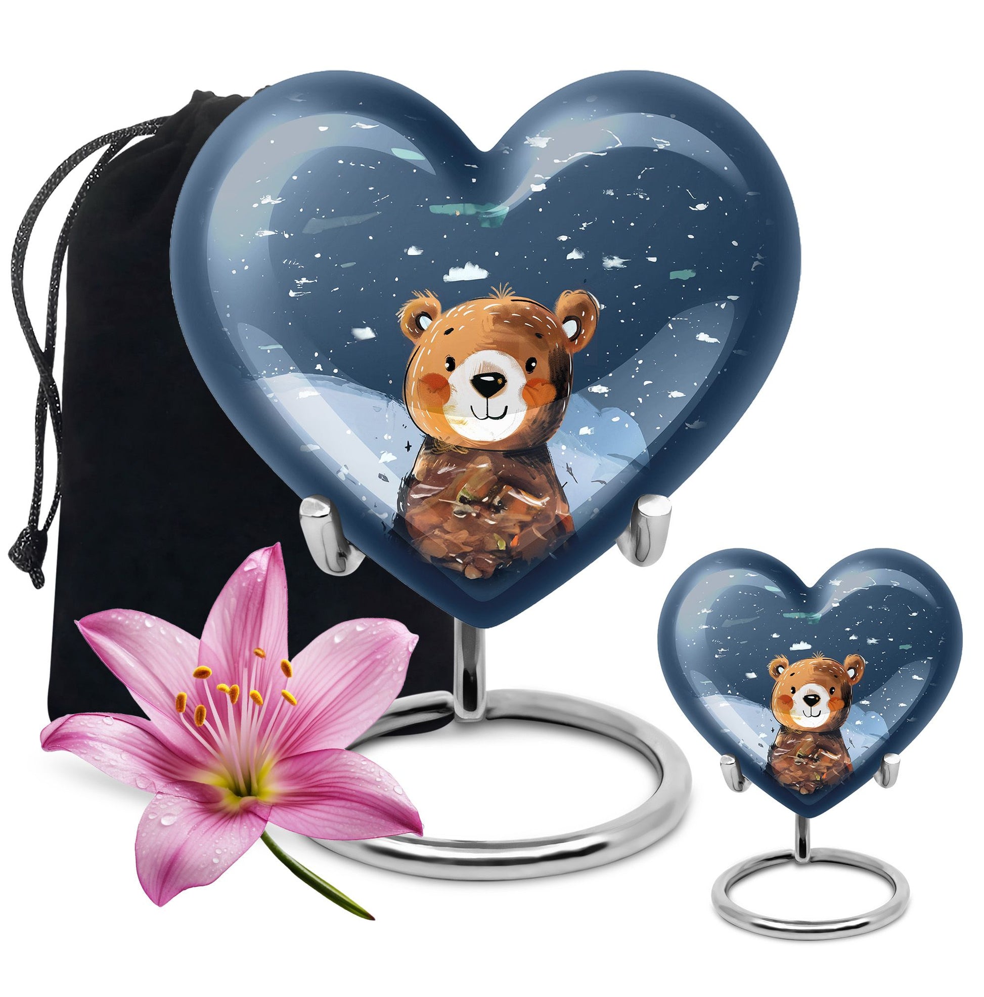 heart shaped bear urn