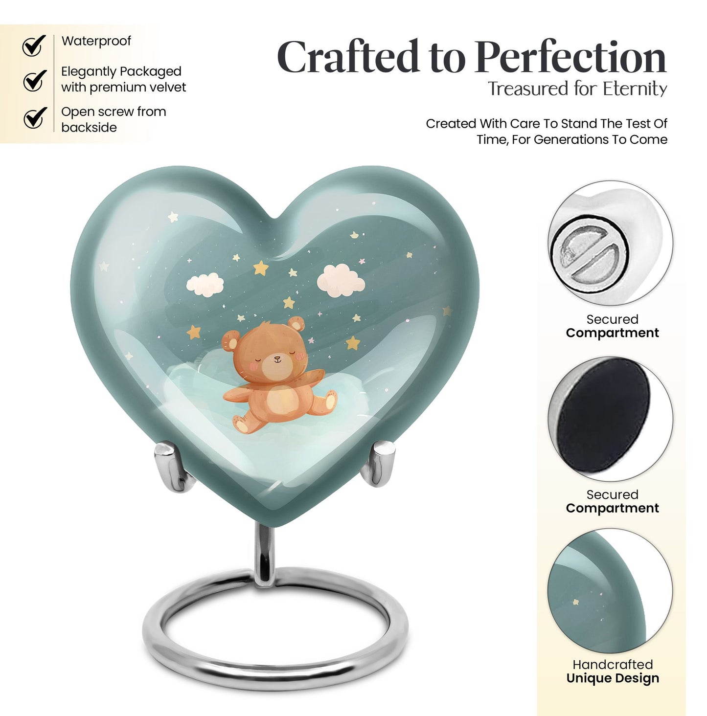 Heart Urn bear urn for woman ashes