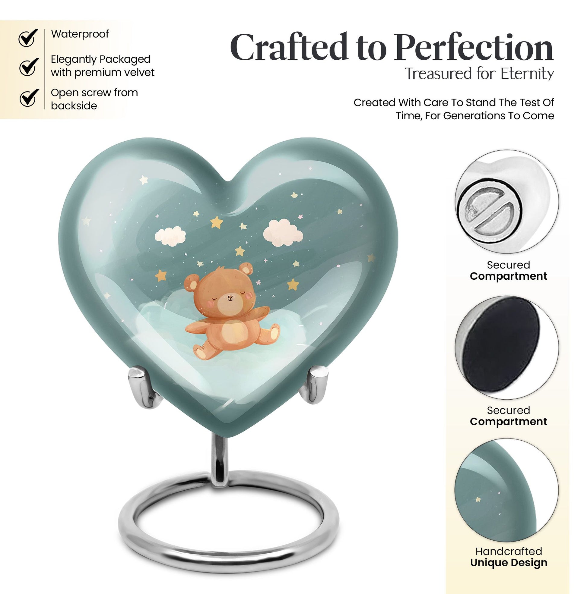 Heart Urn bear urn for woman ashes