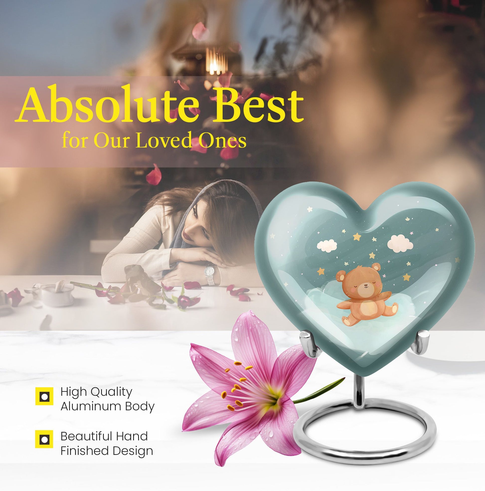 Heart Urn bear urn for woman ashes