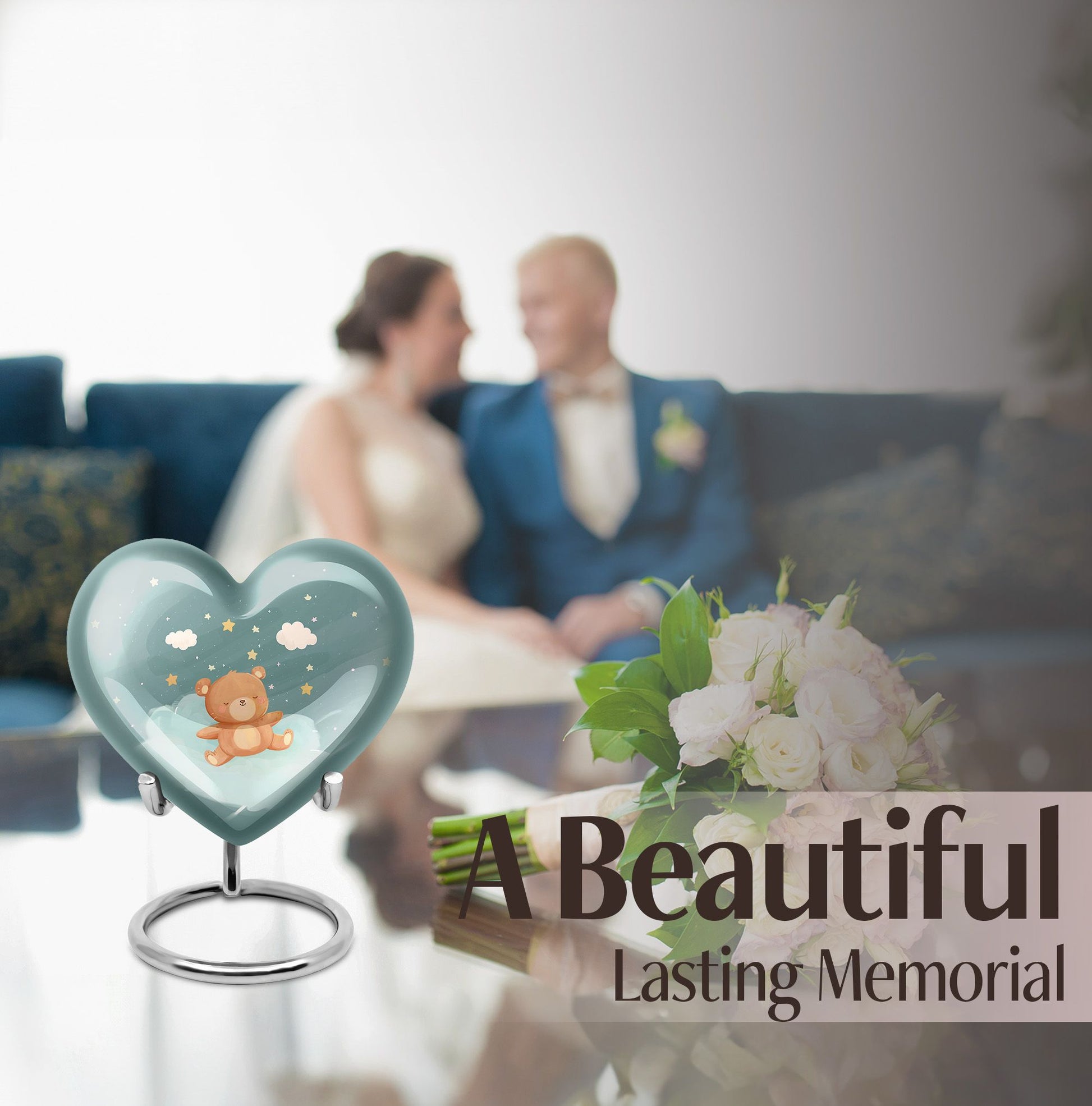 Heart Urn bear urn for woman ashes