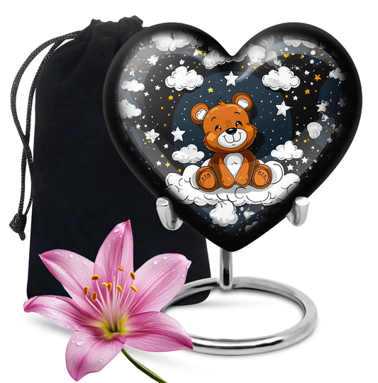 10 inch heart shaped bear urn for cremation ashes