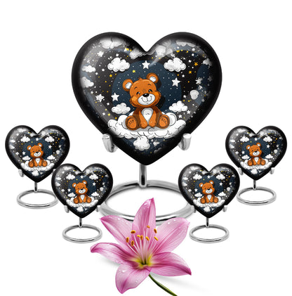 10 inch heart shaped bear urn for cremation ashes