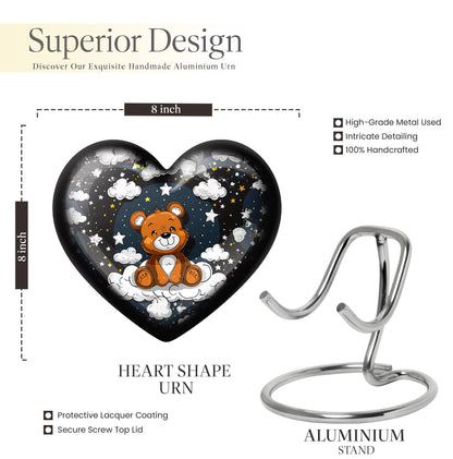 10 inch heart shaped bear urn for cremation ashes