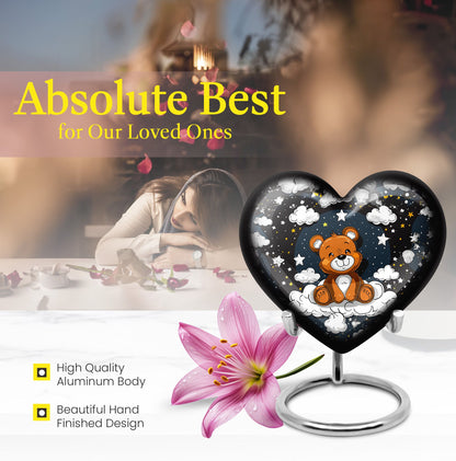10 inch heart shaped bear urn for cremation ashes